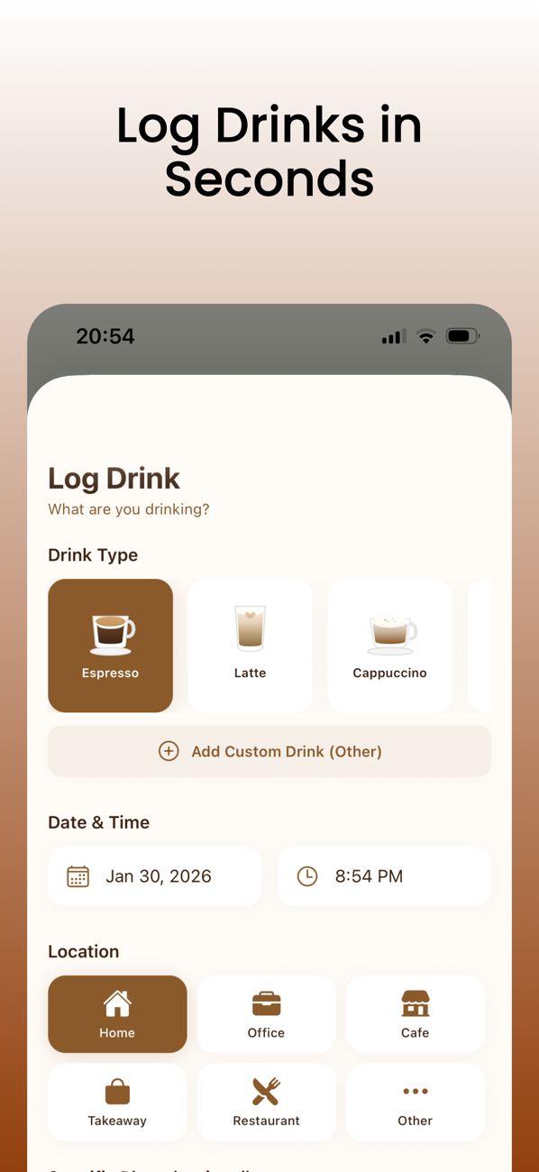 BrewLog: Coffee Tracker — Caffeine Balance